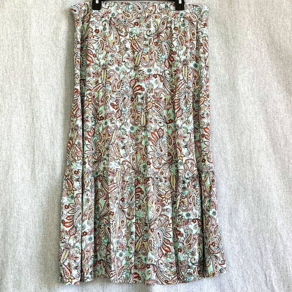 I.N. Studio Women Paisley Relaxed Fit Skirt Sz PXL Tiered Flowy Peasant Cottage - Picture 1 of 8
